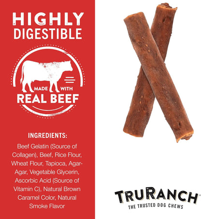 TRURANCH 6" Collagen Rolls, Roast Beef, 1 Bag, 3 Count, Holiday Limited Edition, Stocking Stuffer All-Natural Hydrolyzed Collagen, Rawhide Free, for Small, Medium and Large Dogs