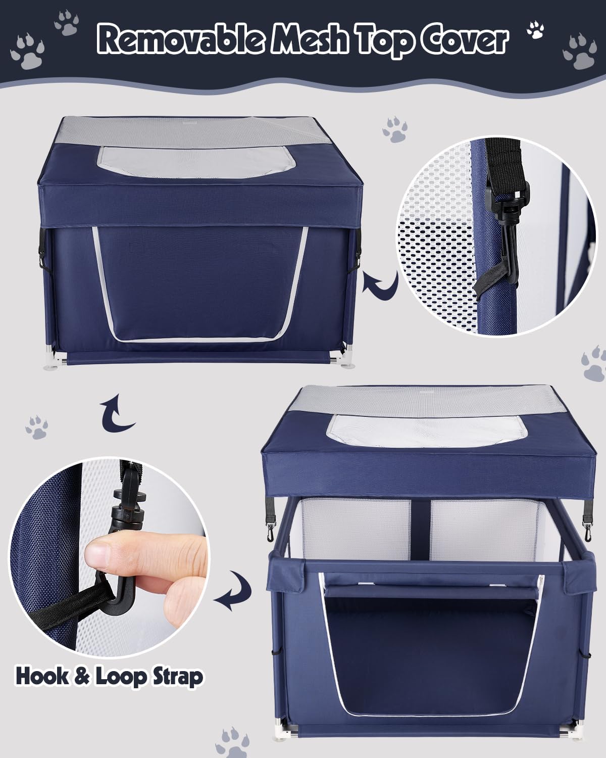 Puppy Playpen with Cover, Dog Playpen for Puppies or Small,Dog Fence Pet Playpen for Indoor & Outdoor,Sturdy Safety Whelping Box,Puppy Cage with Zipper Door,42x42 x26 inch