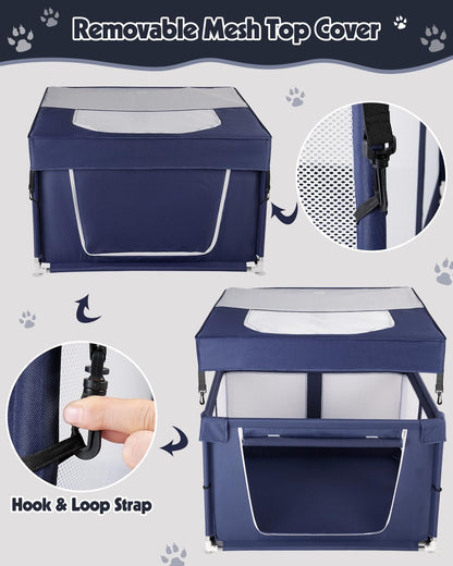 Puppy Playpen with Cover, Dog Playpen for Puppies or Small,Dog Fence Pet Playpen for Indoor & Outdoor,Sturdy Safety Whelping Box,Puppy Cage with Zipper Door,42x42 x26 inch