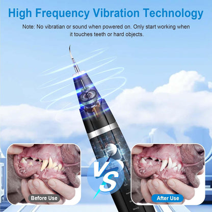 Plaque and Tartar Remover, Dog Ultrasonic Teeth Cleaner Toothbrush for Tartar and Stains with LED Light, 5 Modes Low Noise Sonic Tooth Cleaning Kit Tool for Dogs (Black)