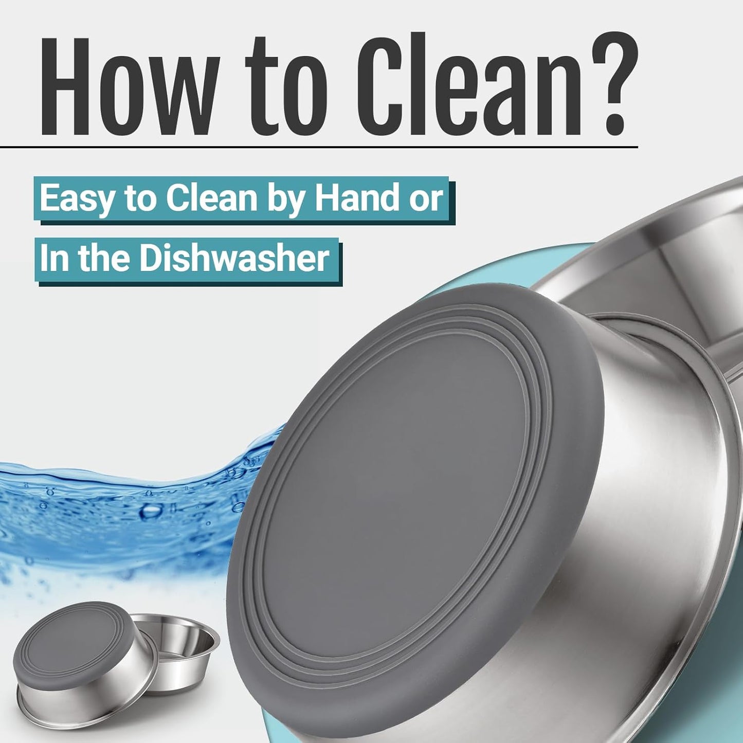 PEGYY11 Nonslip Stainless Steel Dog Bowls, 3.8 US Cup, 2 Count