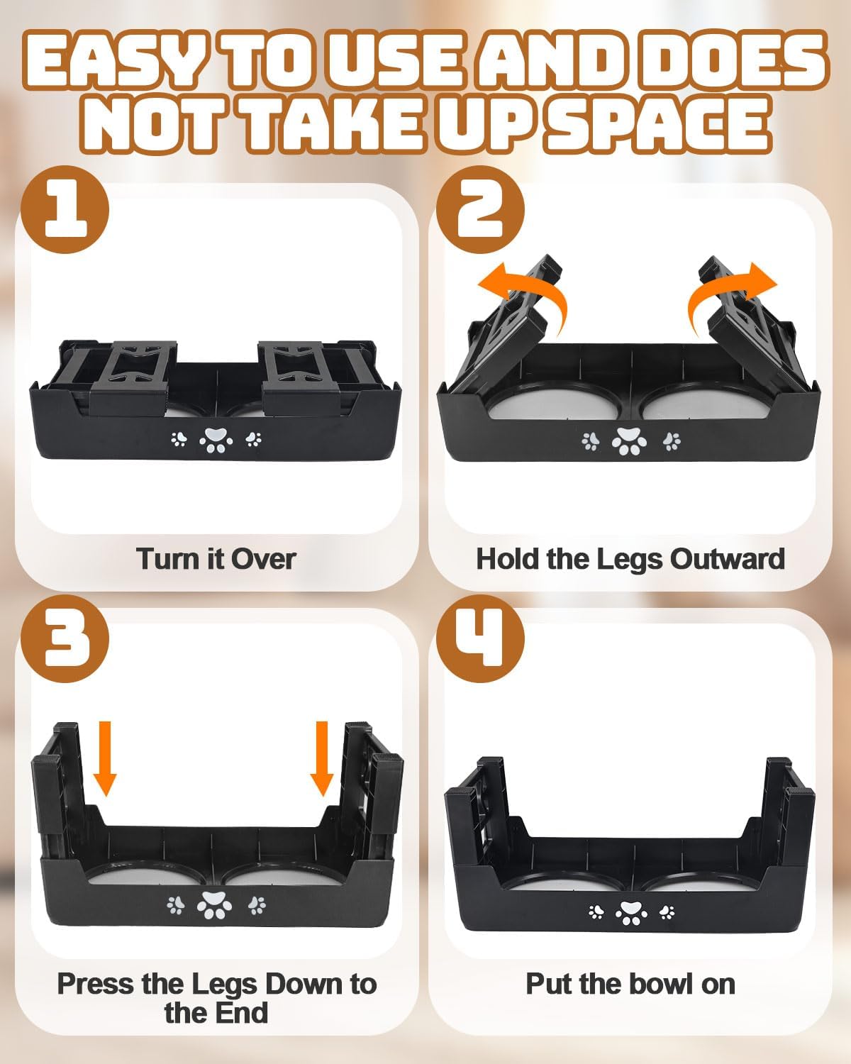 Elevated Dog Bowls, Dog Feeder with 2 Stainless Steel Dishes, 2 Heights Adjustable Raised Stand for Small Dogs, Food Dishes with Non-Slip Feet