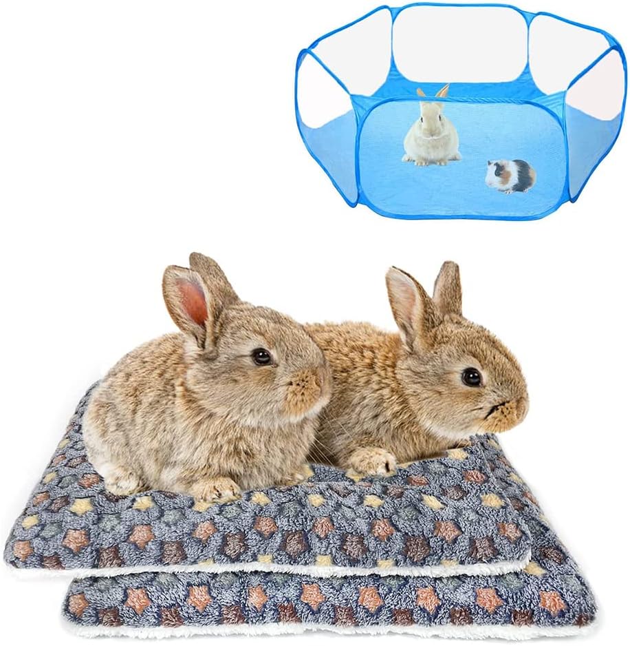 Amakunft 2 Pcs Large Guinea Pig Bed Mat, Rabbit Sleep Bed, 17.7x13.7x2 Inches, Small Animal Playpen for Bunny/Chinchilla/Hedgehog