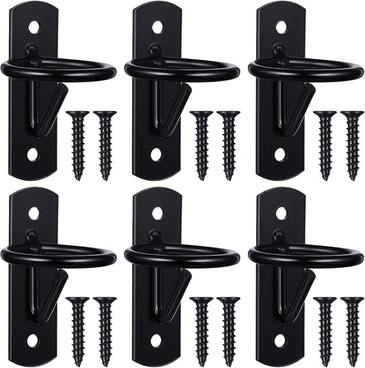 6 Pcs Bucket Hooks for Horses Black Metal Equestrian Water Bucket Hook Hangers Horse Stalls Feed Barn Farmhouse Supplies