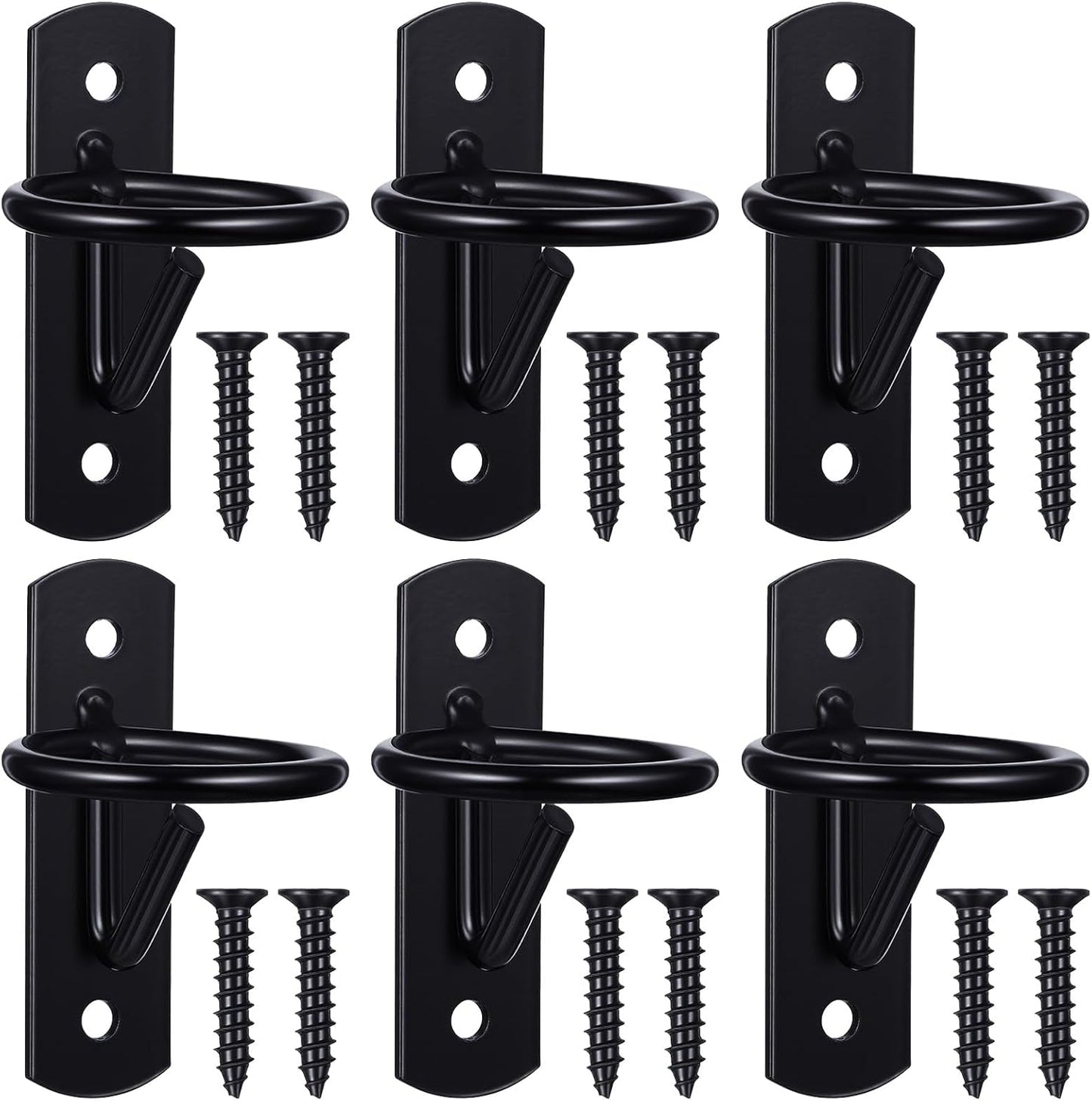 6 Pcs Bucket Hooks for Horses Black Metal Equestrian Water Bucket Hook Hangers Horse Stalls Feed Barn Farmhouse Supplies