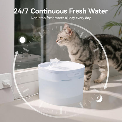 Cheerble Pumpless Cat Water Fountain, 2L/67oz Automatic Pet Fountain, Elfin E1 Lite Cat Fountain for Drinking, MagDrive™ Technology, Continuous Flow Mode, BPA-Free (Blue, E1 Lite)