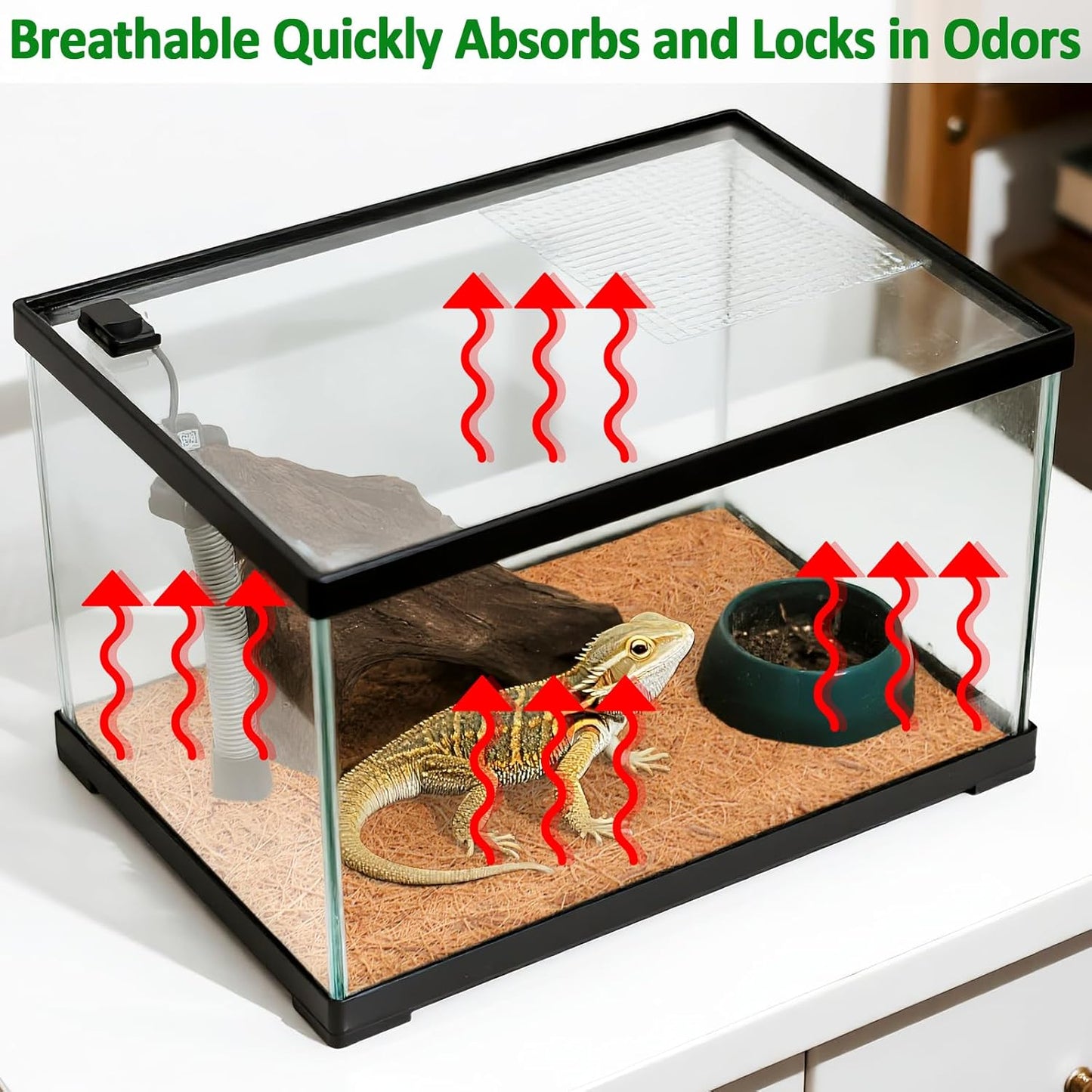 Halatool 12″×30″ Reptile Carpet for 20 Gallon Reptile Tank, 2 Pack Coconut Fiber Mat Thick Terrarium Bedding Cage Liner Tortoise Habitat Accessories for Turtles Lizard Bearded Dragon Leopard Gecko