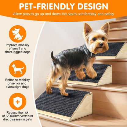Dog Ramp for Stairs, Non-Slip Dog Stairs, Low-Angled Pet Ramps for Small Dogs and Cats, Medium Dogs, Step and Stair Assist for Injured and Older Pets, 2 Pack