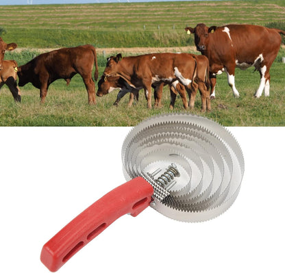 Curry Comb, Reversible Stainless Steel Curry Comb with Soft Touch Grip Curry Brush for Cow Sheep Dog Goat Horse Brush Supplies