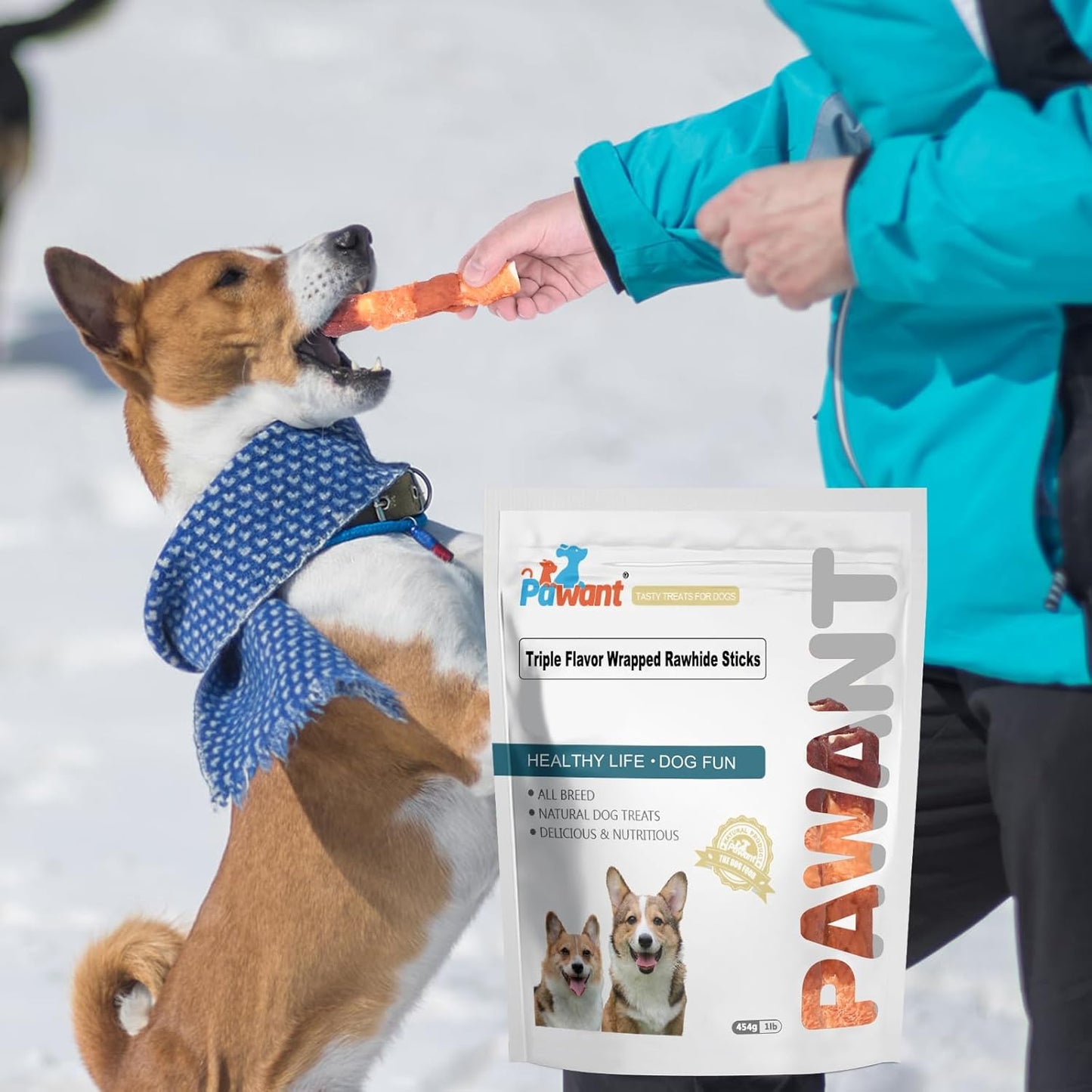 Triple-Flavor Rawhide Chews for Medium & Large Dogs - 5 Inch Chicken, Beef & Chicken Liver Dental Treats - Long Lasting Chew Sticks 227g/0.5lb