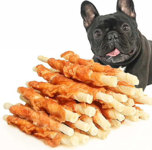 ASMPET Dog Treats Chews, Chicken Wrapped Rawhide Sticks (20 pcs 10.6 oz)