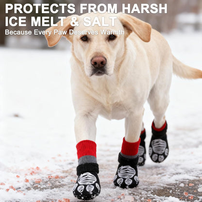 EXPAWLORER Christmas Anti Slip Dog Socks to Prevent Licking Paws, Dog Shoes for Cold Winter, Dog Booties for Hardwood Floors, Dog Boots & Paw Protectors for Small Medium Large Senior Dogs Red Black S