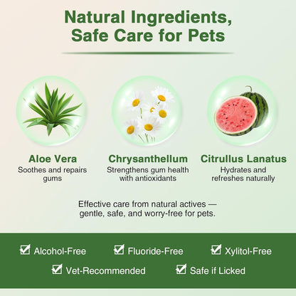 Cat Toothpaste Kit for Gum Care – Watermelon Flavor Dental Toothpaste with Finger Brush & Long-Handle Toothbrush – Soothes Gums, Freshens Breath, Reduces Plaque – Safe & Gentle for Daily Use