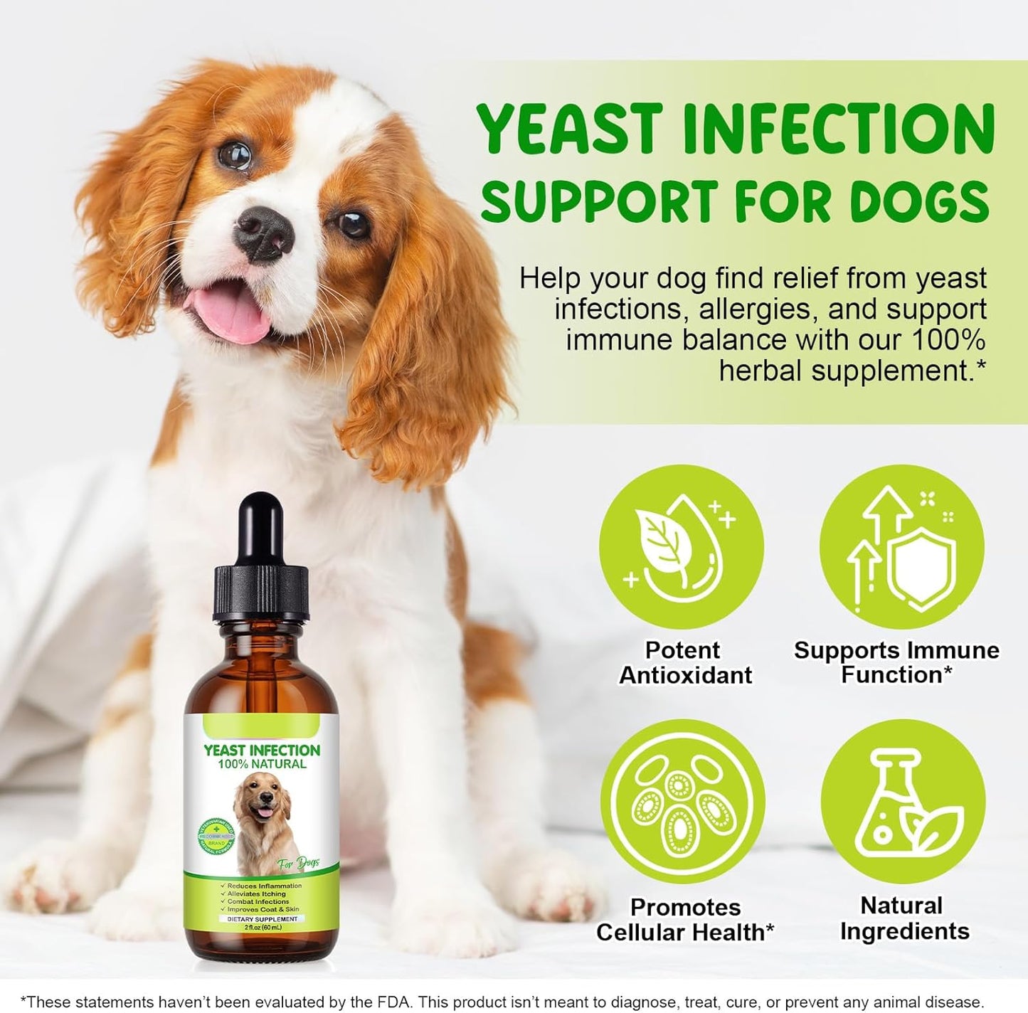 Natural Yeast Treatment for Dogs (2 Pack), Yeast Infection Treatment for Dogs, Supports Healthy Itch Relief, Dog Allergy Relief, Alleviates Itching, Improves Coat & Skin, Dog Herbal Supplement