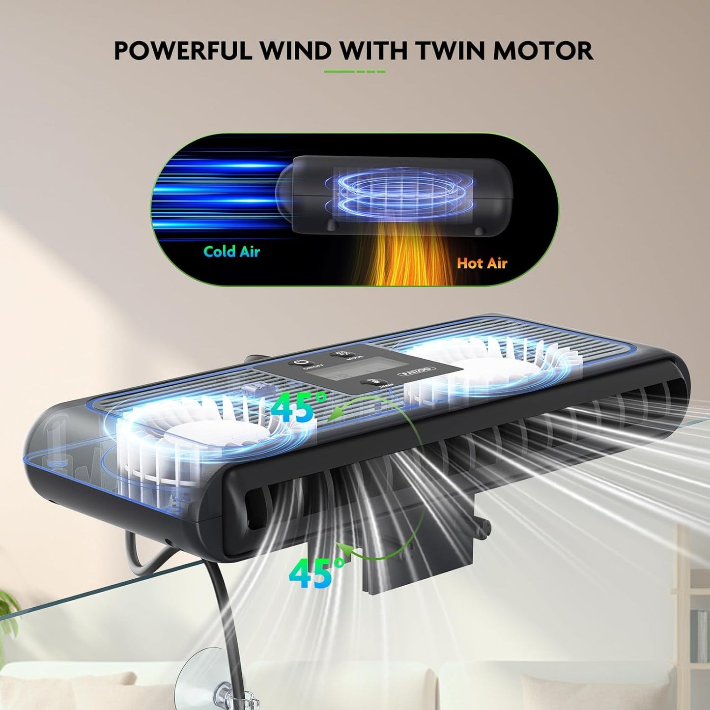 PAIZOO Aquarium Chiller Fan, Fish Tank Cooling Fans Aquarium Cooler with Temperature Probe & LCD Display, Auto Temperature Control & 3 Speed Modes Axolotl Cooler, 6.4W