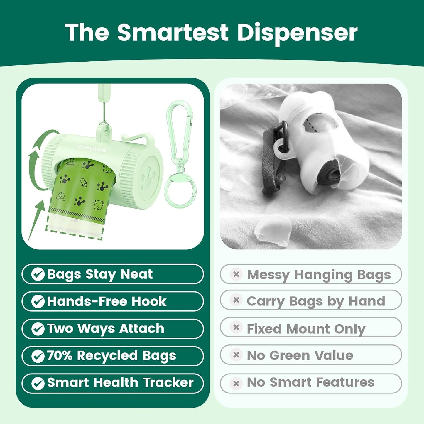 Poop Bag Dispenser & 375 Poop Bags Refill