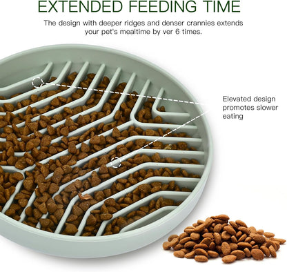 Slow Feeder Dog Bowls, Puzzle Silicone Dog Feeding Bowls with Suction Cups, Anti-Choking, Non-Slip Design, Reduces Boredom, Anxiety, Ideal for Medium to Small Dogs & Cats - XAQMHSW