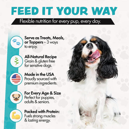 Freeze Dried Dog Food for Small & Large Breeds Dogs, 6 Oz Beef Dog Food Toppers for Picky Eatres, Made in USA - Grain Free & All Natural Freeze Dried Dog Treats Made with 96% Meat Organs