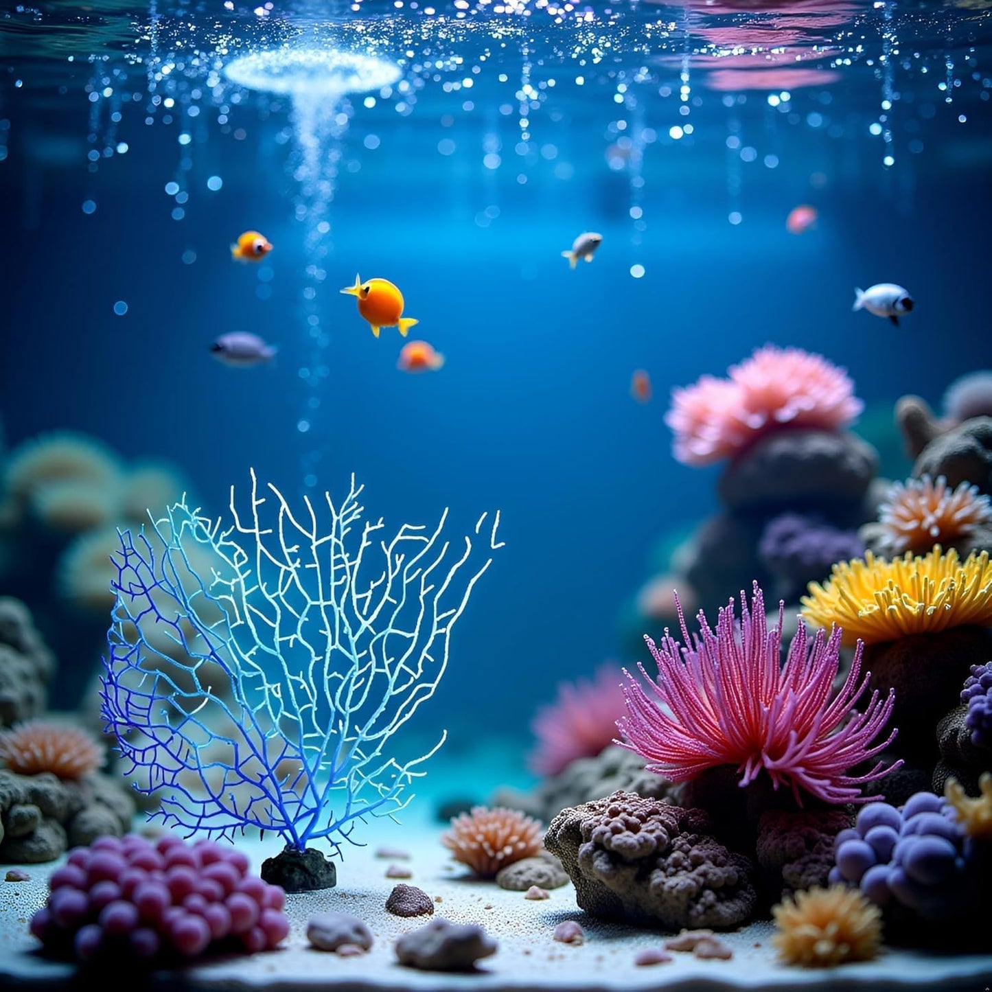 Blue Artificial Coral Branch Aquarium Decoration, Faux Ornament Fish Tanks Landscape Sea Fan Decorations Artificial Coral Branch Aquarium Décor