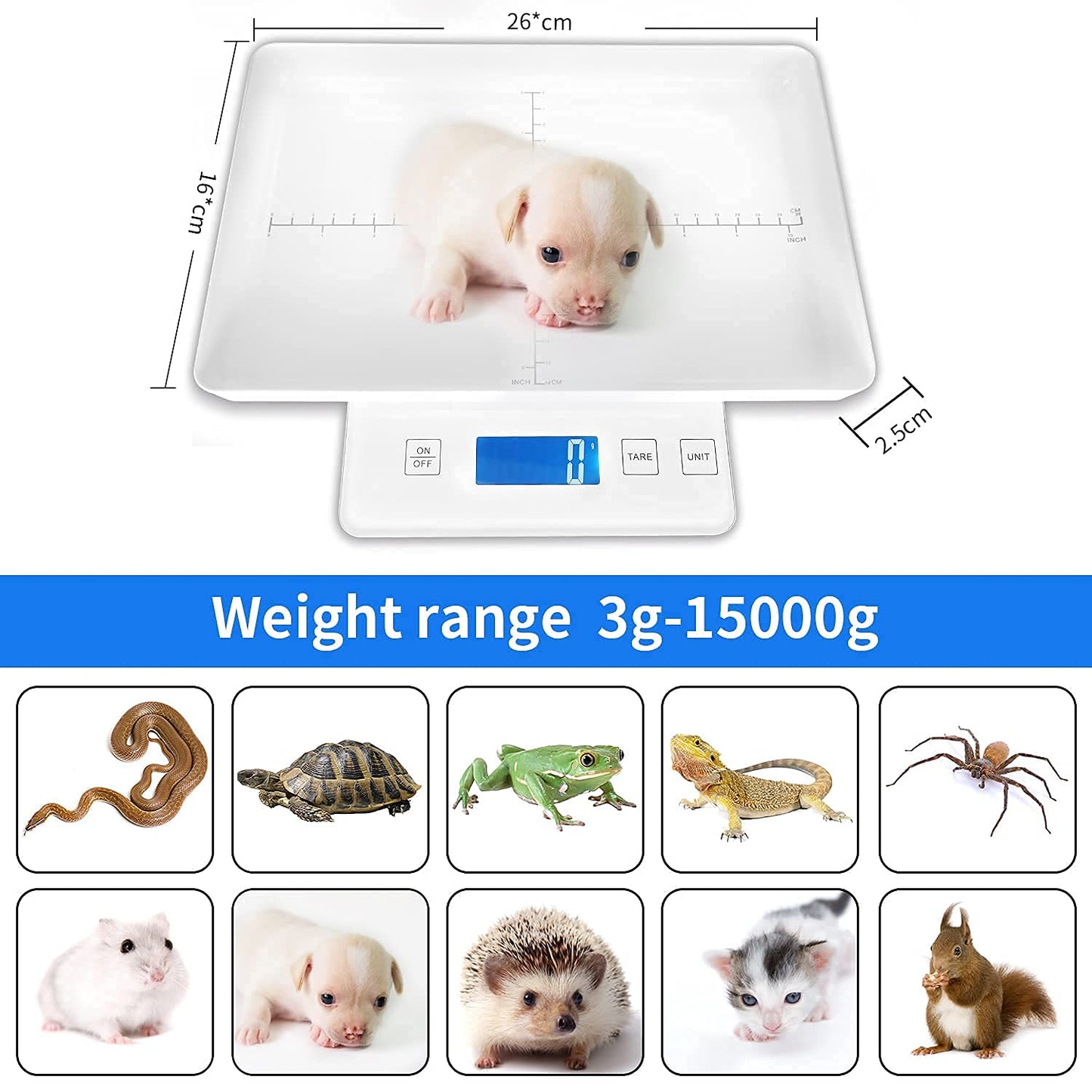 Digital Pet Scale for Small Animal, Whelping Scale,Mini Precision Gram Weight Balance Scale, High Precision 1g, Suitable for Newborn Pets