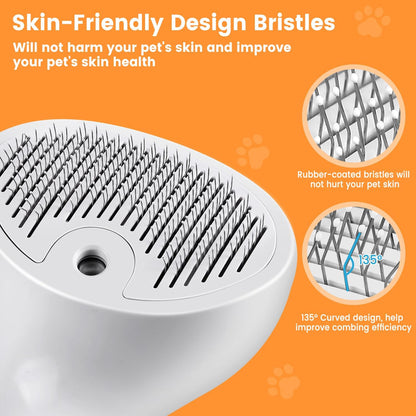 4 in 1 Cat Steam Brush, Rechargeable Pet Spray Hair Removal Comb, Self Cleaning Pet Brush for Indoor Long & Short Haired Pets, Cat Brushes for Shedding, Grooming, Cleaning and Massage