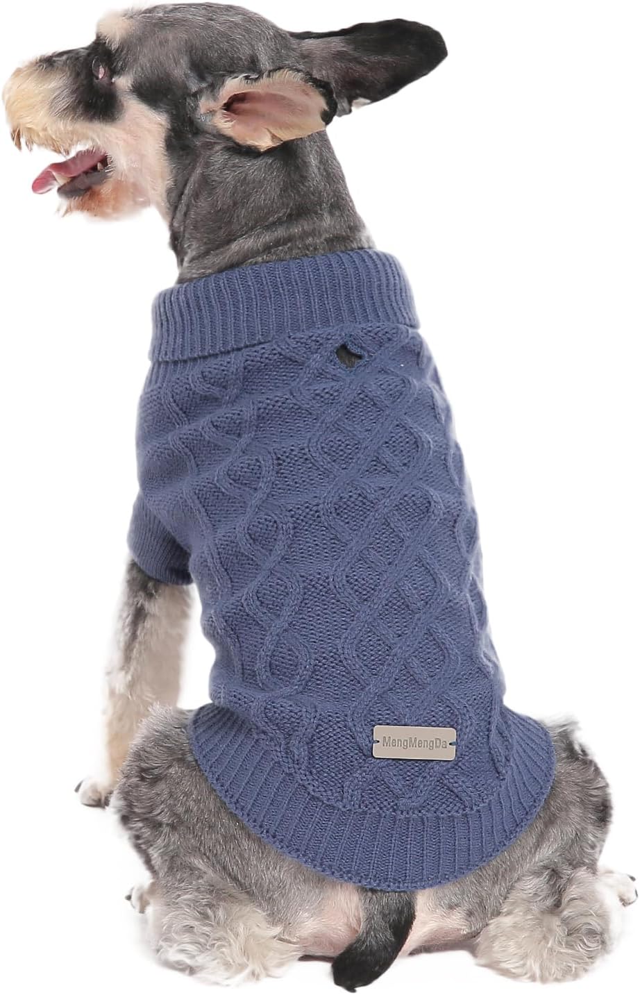 Small Dog Warm Winter Sweater MengMengDa Pet Clothes Puppy Knitwear for Small to Medium Breeds Dog Outfits (Dark Blue M)