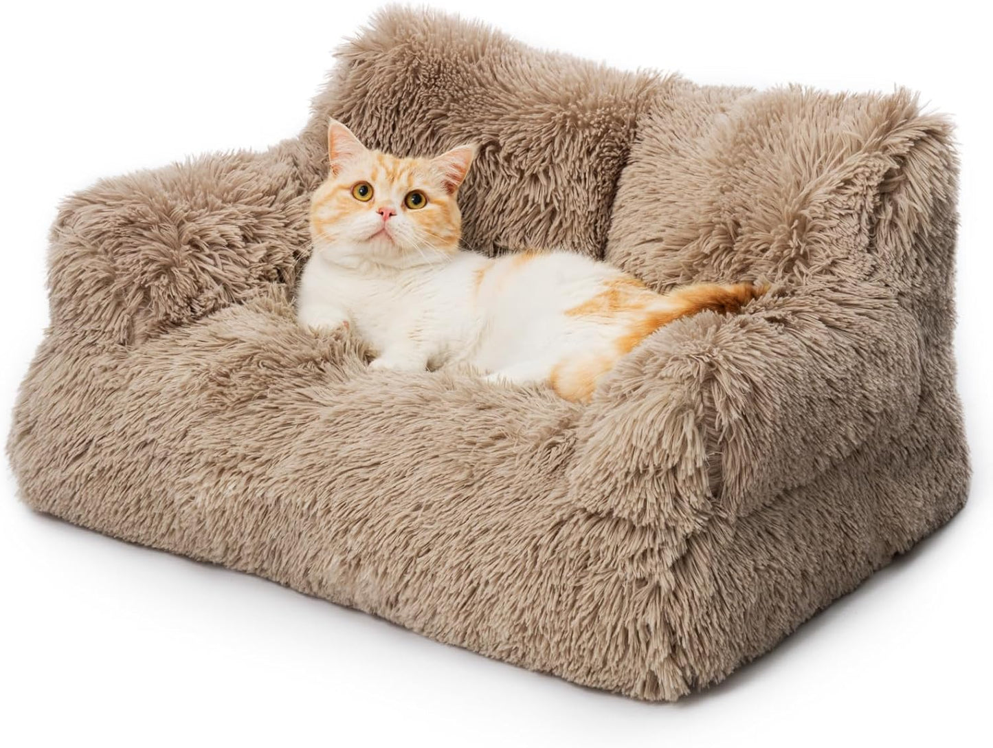 Mewoo Dog Couch, Small Dog Bed with Removable Washable Cover, Cute Cat Couch for Pets, Cat Beds for Indoor Cats with Anti-Slip Bottom (Brown)