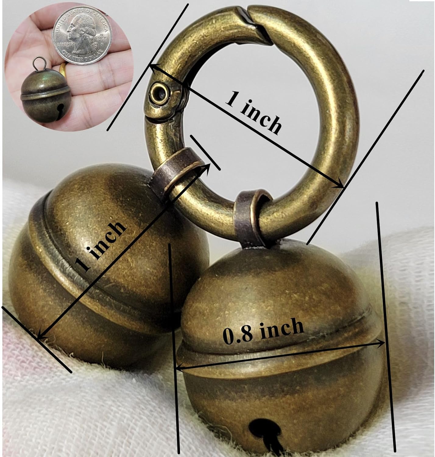 Dog Bells for Pet Tracking, 4 Extra Loud Dog and Cat Bells for Collar,Copper Bells with Quick Clips