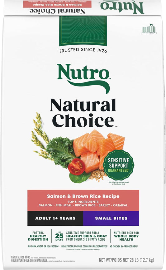 Nutro Natural Choice Adult Small Bites Dog Food, Salmon & Brown Rice Recipe, 28 lb. Bag