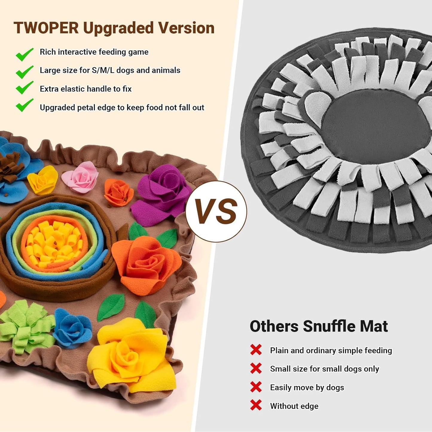 Snuffle Mat for Dogs - Dog Toy to Keep Them Busy Non-Slip Slow Eating Dog Food Mat - Lick Mat for Dogs Encourages Natural Foraging Skills Reduces Anxiety & Boredom Hand and Machine Washable