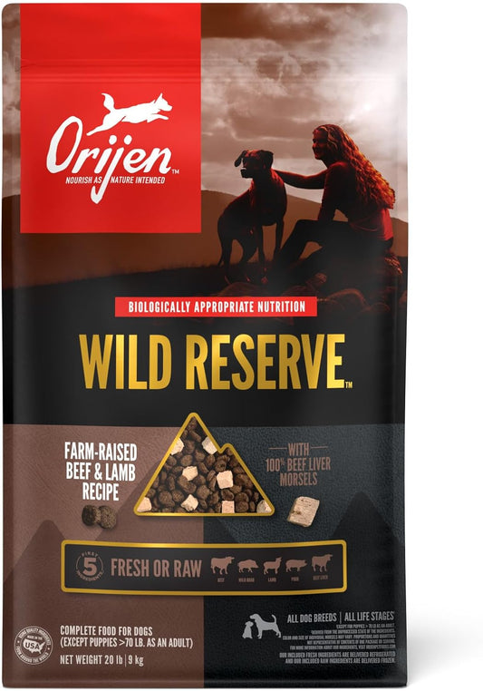 ORIJEN Wild Reserve Dry Dog Food Farm-Raised Beef & Lamb Recipe 20lb Bag