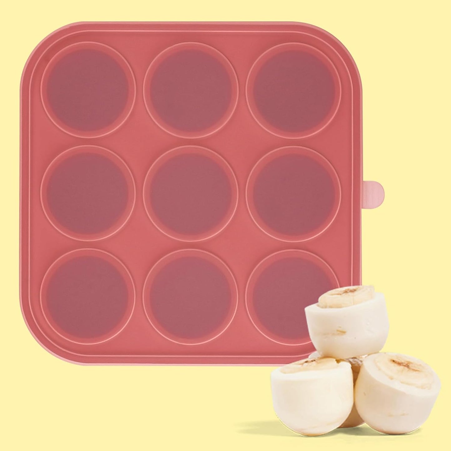 9-Cavity Silicone Frozen Dog Treat Mold with Lid for Woof Pupsicle & Power Chewer Pupsicle Small 10-25lbs,Reusable Frozen Dog Treat Tray Mold for Pupsicle Toy