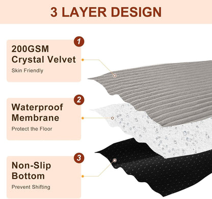 BEAUTYZOO Waterproof Dog Bed Cover Replacement Washable, Soft Plush Dog Bed Covers Removable with Zipper, Antislip Noiseless Ped Hair Pee Resistant Bedding Liner for Puppy Cat, 36x23inch, Grey L