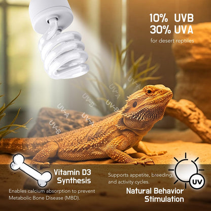 UVB Reptile Light, 13W, UVB10.0 Bulb, UVA UVB Reptile Light Bulb Lamp for Bearded Dragon, Tortoise UVB Bulbs for Desert Reptiles Tank Accessories