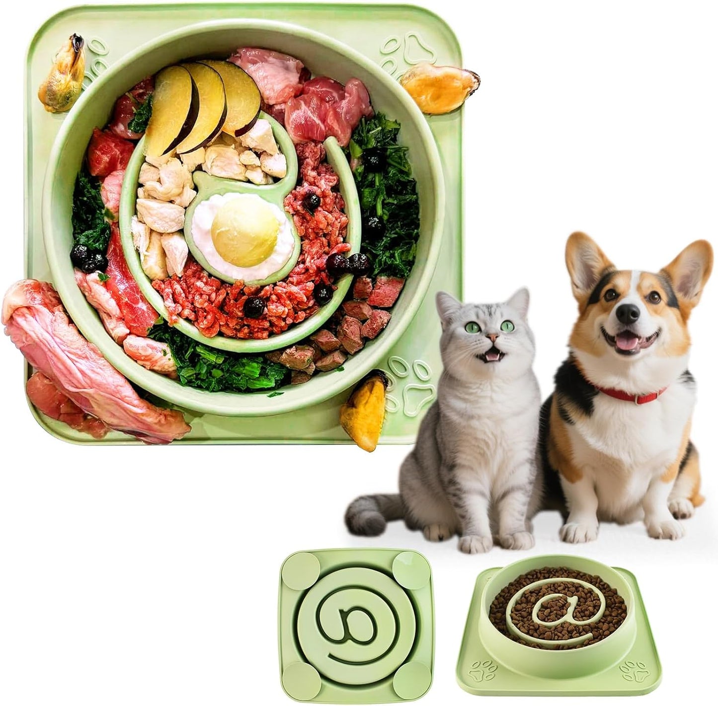 Slow Feeder Dog Bowls,Anti-Choking Silicone Puzzle Dog Food Bowl with Non-Slip Suction Cups,Slow Feeder Promotes Healthy Slow Eating,Ideal for Large Medium Small Dogs & Cats,Dishwasher Microwave Safe