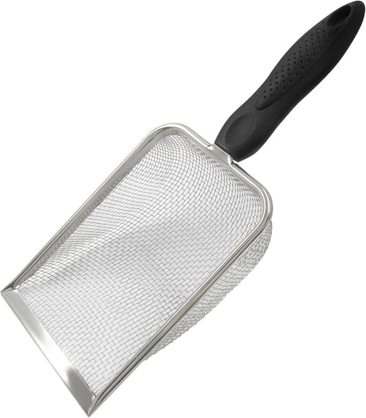 Murtenze Stainless Steel Cat Litter Scoop, Non-Stick Coated Metal Fine Sand Litter Scoop, Mesh Shovel for Reptile Kitten Pooper (Black, 2mm mesh)