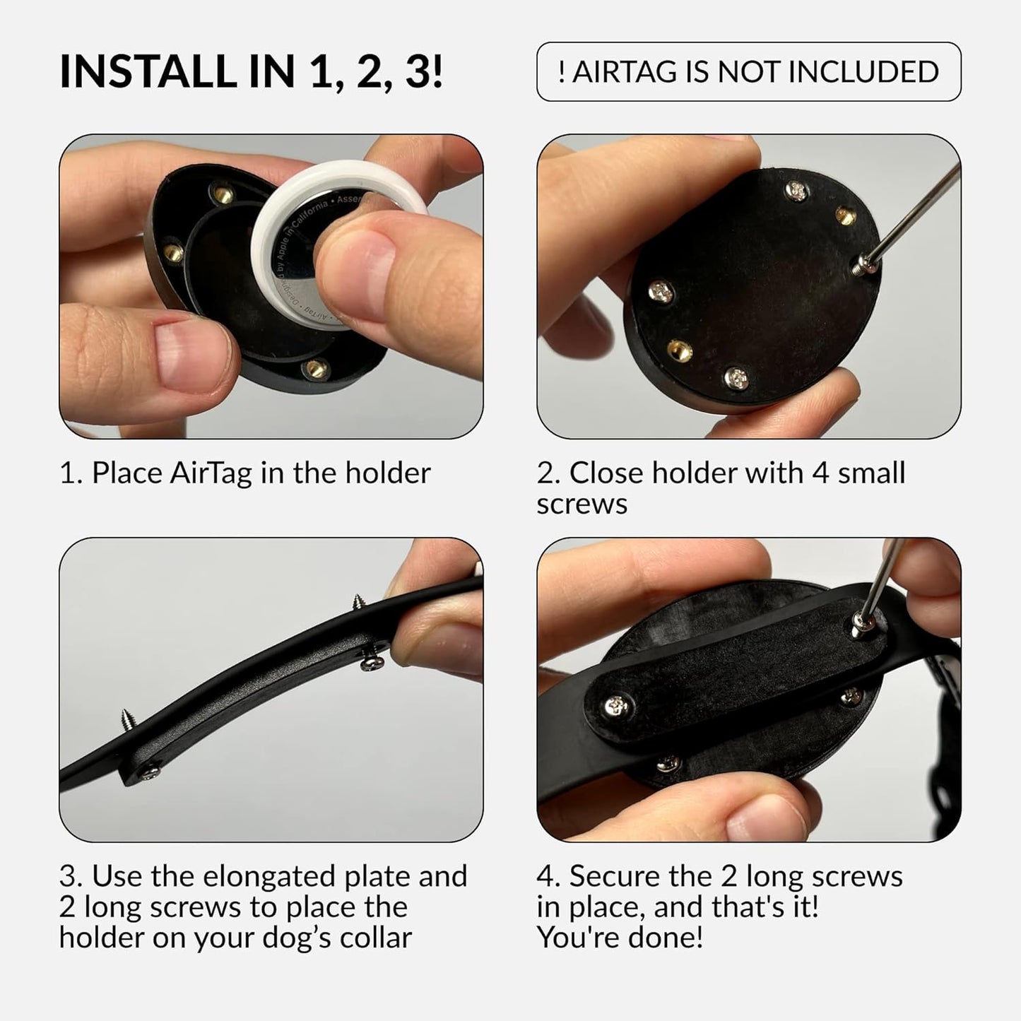 Holder Compatible with Airtag for Dog Collar, 2 Pack – Waterproof and Durable Case That Protects Your Airtag – Fits All Dog and Cat Collars – Airtag Not Included