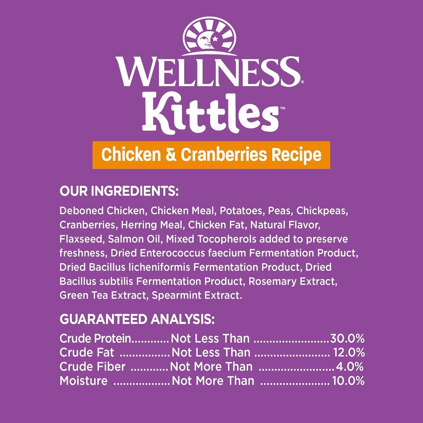 Wellness Kittles Crunchy Natural Grain-Free Cat Treats, Chicken & Cranberry, 2-Ounce Bag