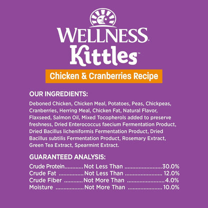 Wellness Kittles Crunchy Natural Grain-Free Cat Treats, Chicken & Cranberry, 2-Ounce Bag