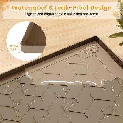 Cat Litter Mat, Extra Large 40"x28" Silicone Mat for Litter Box, Waterproof & Non-Slip Rubber Mat with Lip, Litter Trapping & Scatter Control, Soft on Cat Paws, Urine-Proof Floor Protector