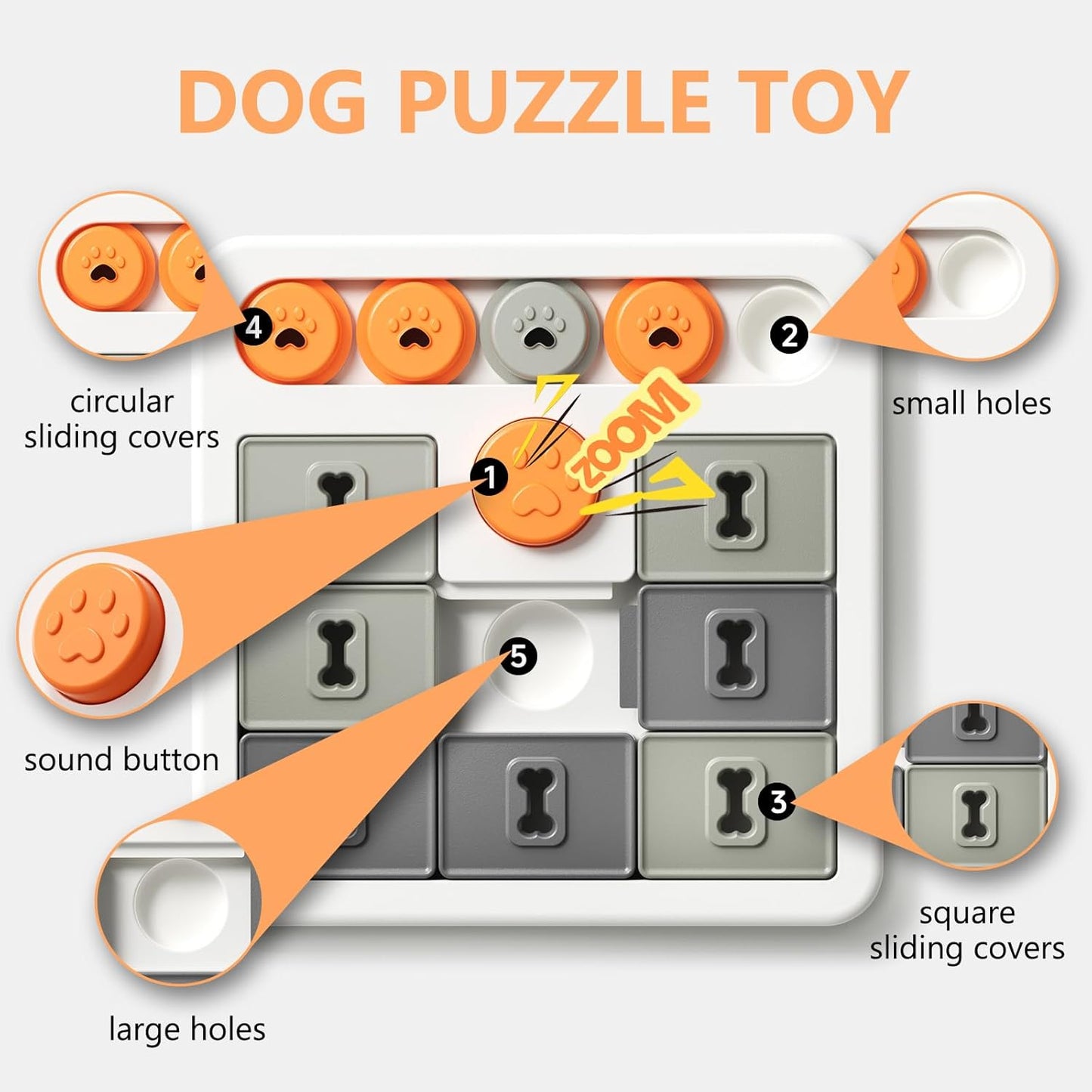Durable Dog Puzzle Toy and Slow Feeder - Tough Dog Toys with Squeaky Sounds, Interactive Pet Toys for Small and Large Dogs to Keep Them Busy, Includes Food Dispensing Feature
