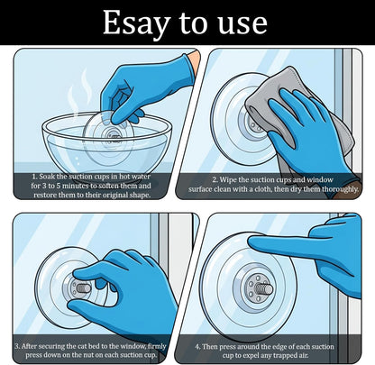 Cat Window Perch Suction Cups, 4 Pcs Clear Strong Cat Window Hammock Suction Cup Replacement for Cats Windows Seat