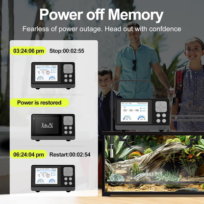 J&A Smart Reptile Mister, Automatic Misting System for Tanks - Programable Timer with Temperature/Humidity Probe, Ideal for Reptile Habitat (Black)