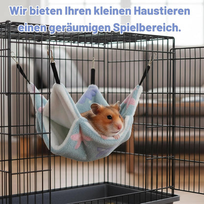 3PCS Ferret Hammock, Rat Hammock for Cage, Set with Green Star, Purple Heart & Pink Heart Designs, Soft Hanging Bed for Small Pets Like Sugar Gliders, Chinchillas, Guinea Pigs