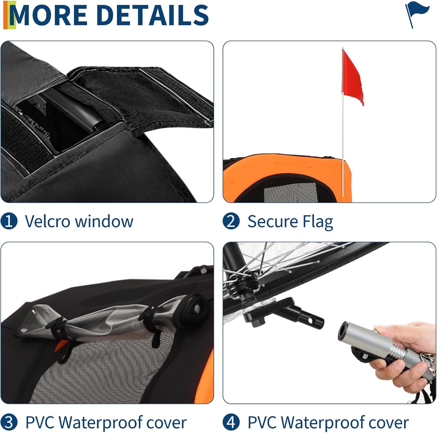 Dog Bike Trailer 88Lbs, Pet Cart Bicycle Carrier with Oxford Fabric, Easy Folding Pet Bicycle Trailer with Quick-Release Wheels & Non-Slip Mat & Safety Flag, 16" Air Tires & Washable Non-Slip Lining