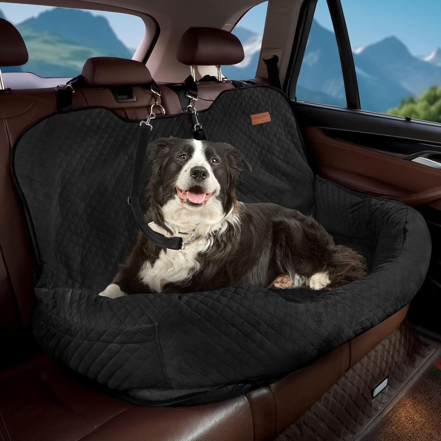 Dog Car Seat for Large/Medium Dog Pet Under 55 lbs or 2 Small Dogs Detachable Washable Travel Bed Fits Cars Trucks SUV