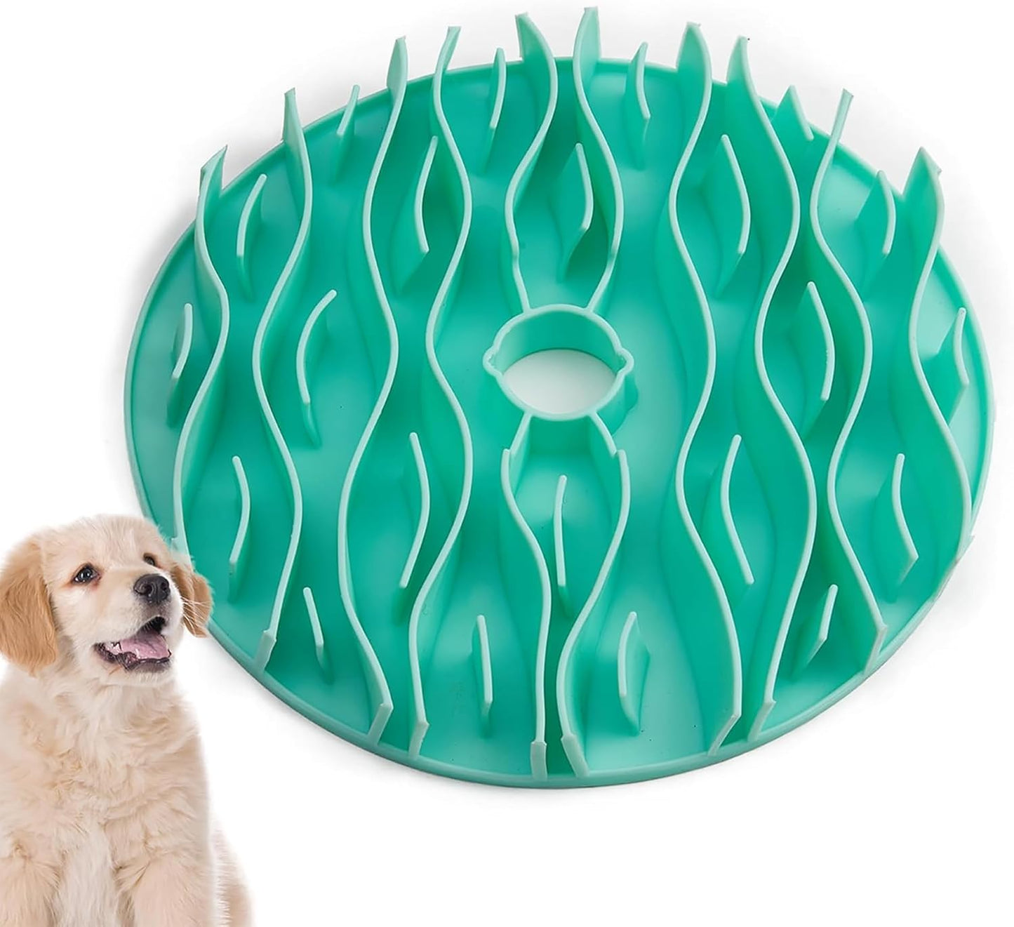 Puzzle Feeder Insert, Transform Your Dog's Bowl to Slow Feeder, 6 Cup 9.8 Inch Green