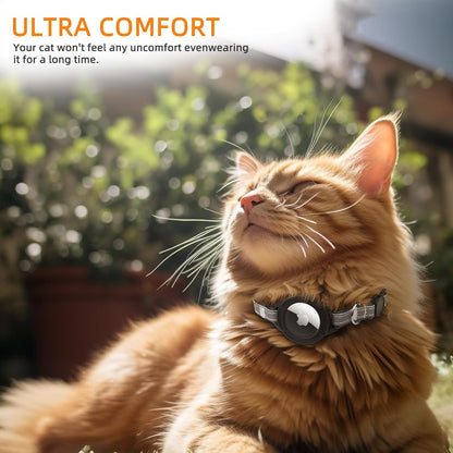 Airtag Cat Collar Breakaway, Odokele Reflective Cats Collars with Apple Air Tag Holder for Kitten, Cat GPS Tracker Adjustable Collars with Safety Quick Release Buckle for Kitties and Puppies, Black