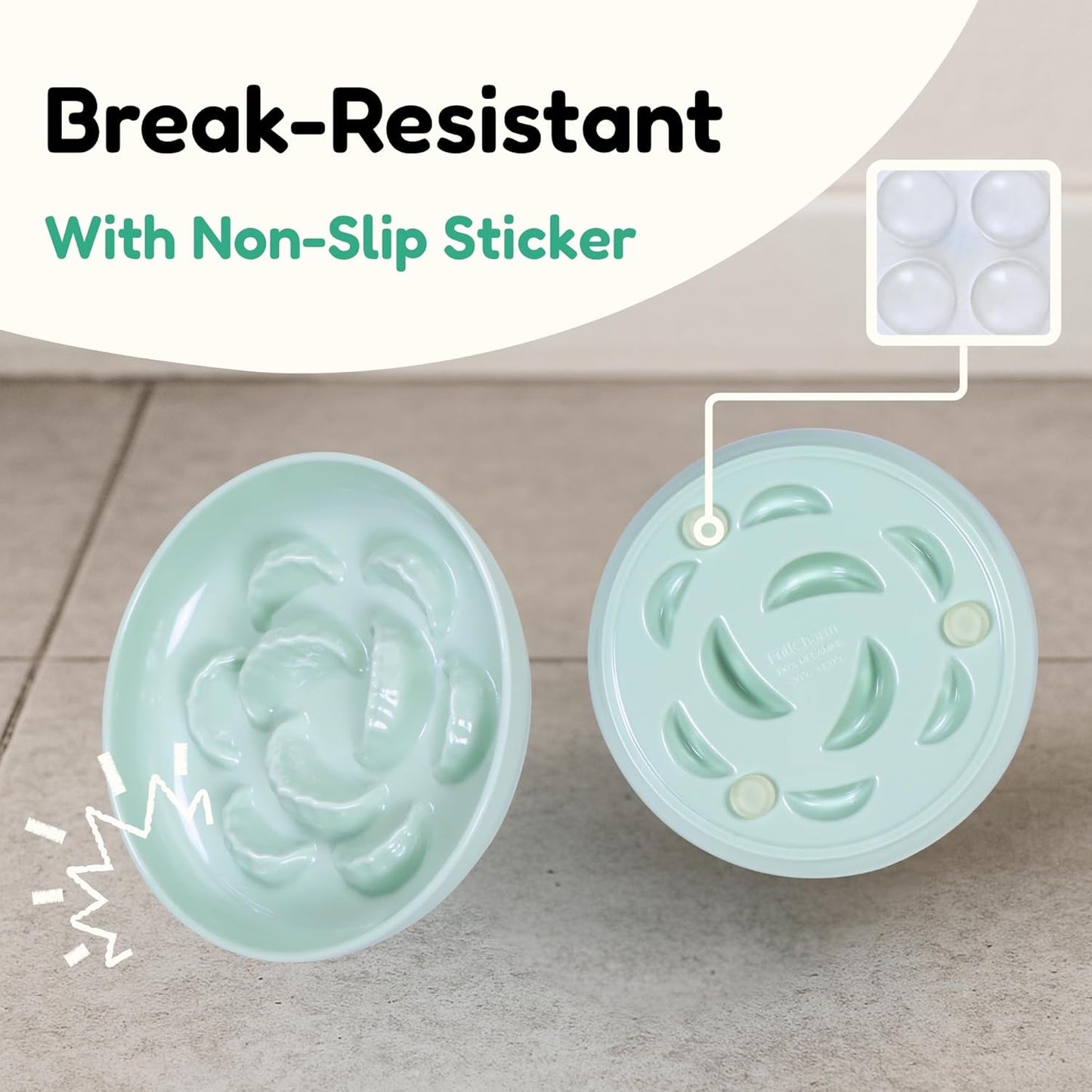 Unbreakable Slow Feeder Bowl for Cats and Small Dogs - Set of 3 Melamine Puzzle Cat Plates for Wet & Dry Food- Whisker Friendly & Dishwasher Safe & Non Slip Design (Blue + Green +White *3, 6.3''W)