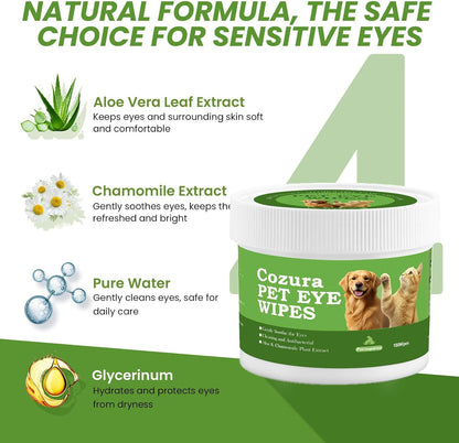 Pet Eye Wipes for Dogs & Cats – 100 Count | Gently Removes Tear Stains, Eye Discharge, Crust, Dirt & Odor | Soft Hypoallergenic Pads for Eyes, Wrinkles & Facial Folds
